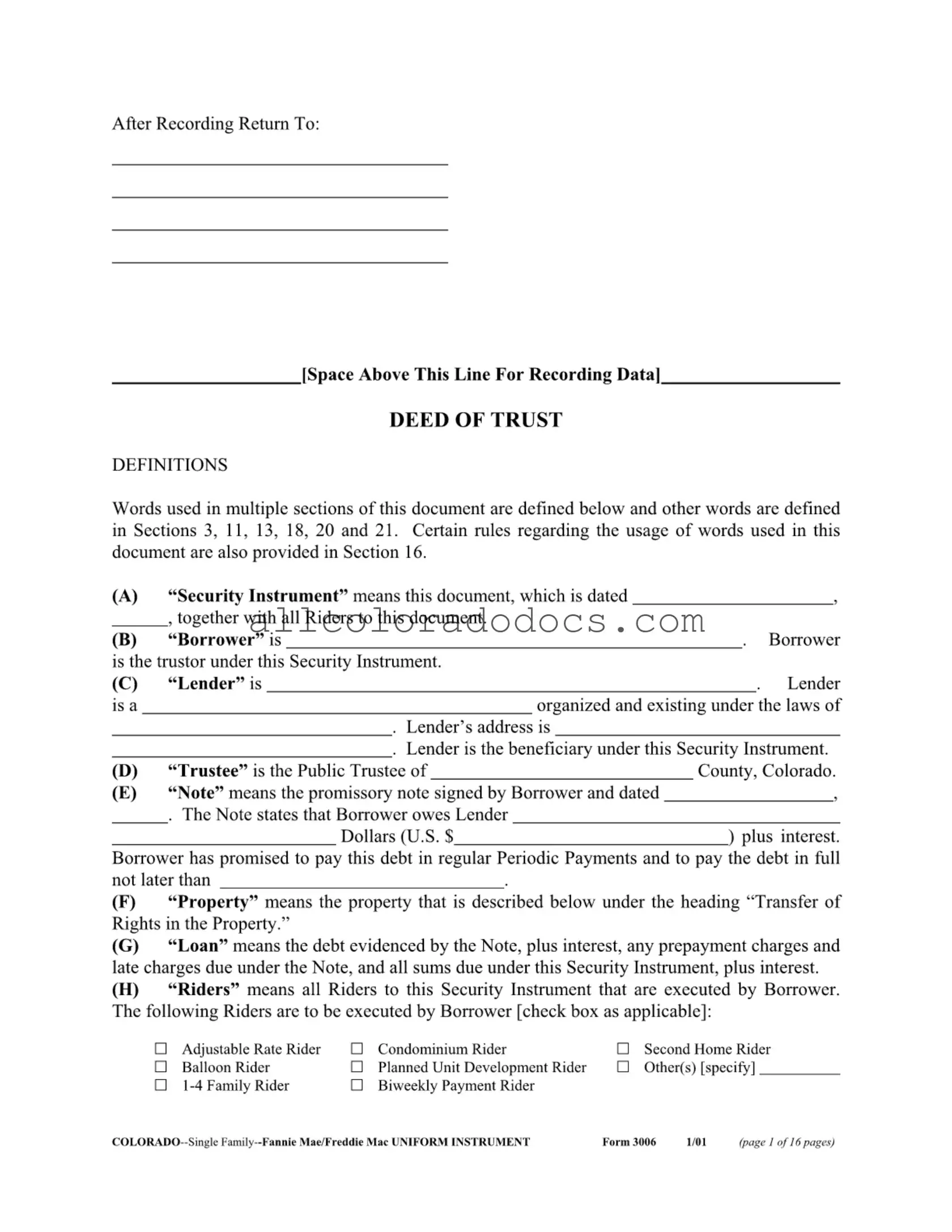Blank Colorado 3006 PDF Form