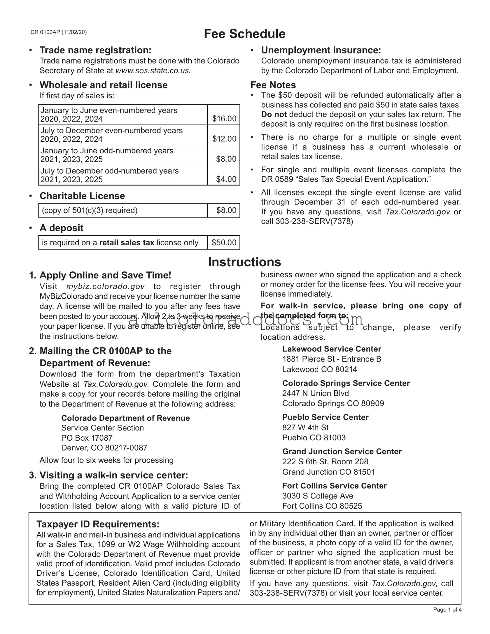 Blank Colorado Cr 100 PDF Form
