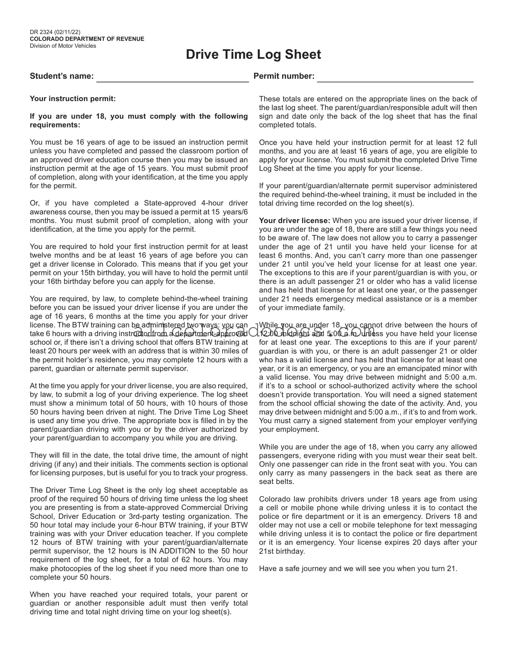 Blank Colorado Drive PDF Form