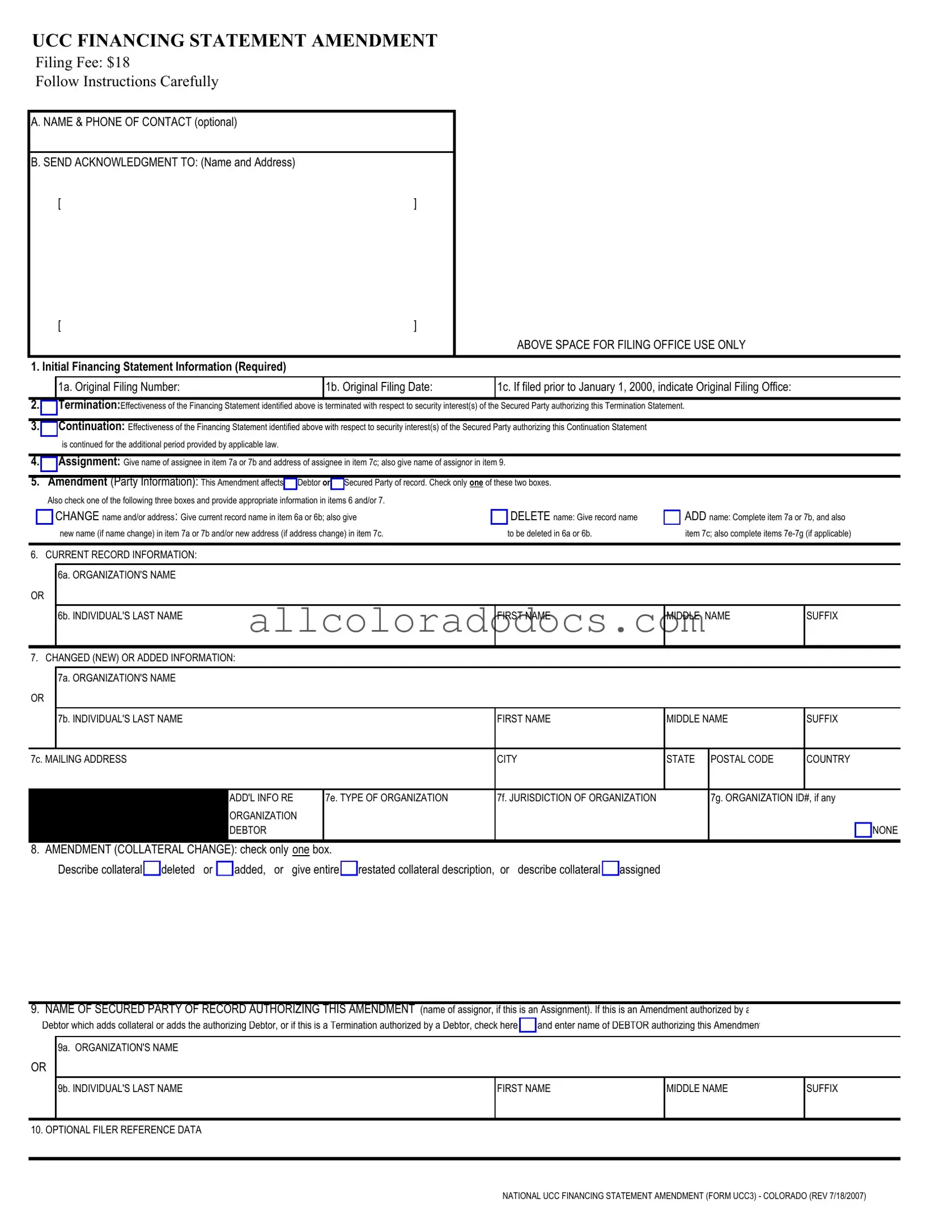 Blank Colorado Ucc3 PDF Form