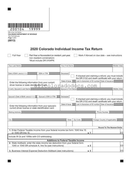 Blank Colorado 104 PDF Form