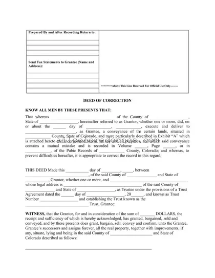 Blank Colorado Correction PDF Form