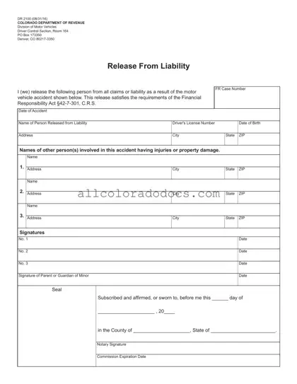 Blank Colorado Dr 2100 PDF Form