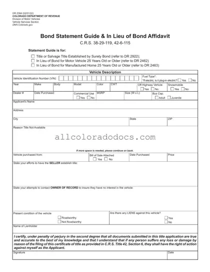 Blank Colorado Dr 2394 PDF Form