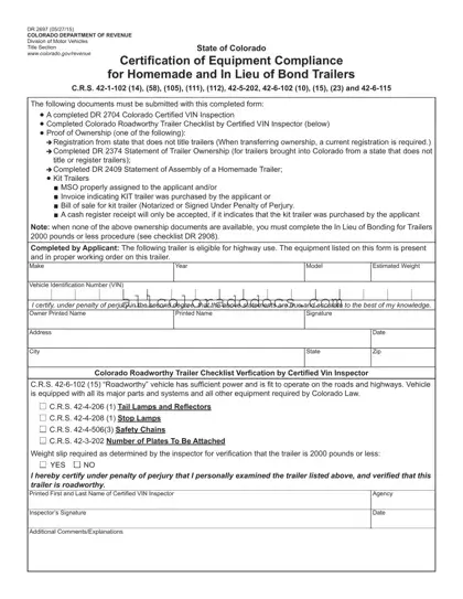 Blank Colorado Dr 2697 PDF Form