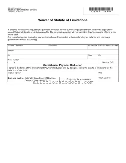 Blank Colorado Dr 6597 PDF Form