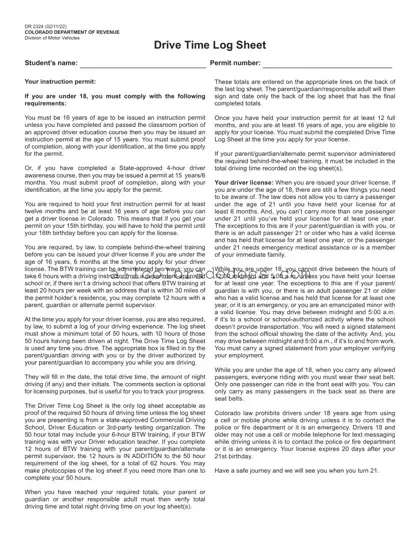 Blank Colorado Drive PDF Form