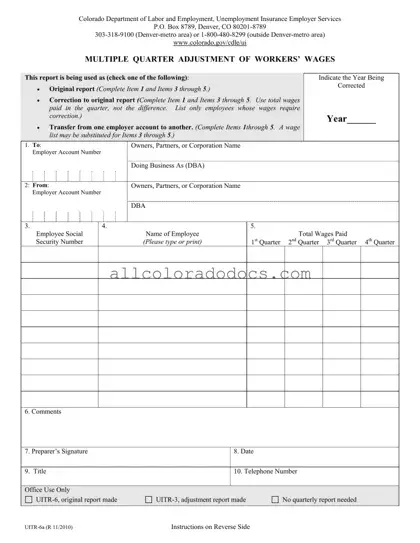 Blank Colorado Uitr 6A PDF Form