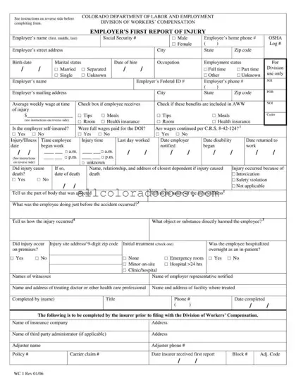 Blank Colorado Wc 1 PDF Form