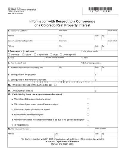 Blank Dr 1083 Colorado PDF Form